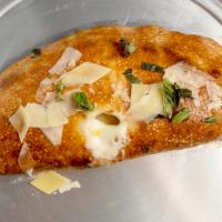 Calzone · Our house pizza sauce and mozzarella cheese stuffed in a golden pizza crust.
