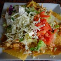Nachos Supreme · With beef or chicken, lettuce, sour cream, tomatoes and cheese.