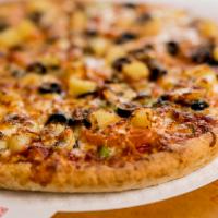 Vegetarian Pizza · Green peppers, onions, fresh tomatoes, black olives, mushrooms, sweet pineapple and Sarpino'...