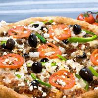 Greek · Sarpino's traditional pan pizza baked to perfection and topped with feta cheese, vine-ripene...