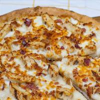 Alfredo Chicken · Tender chicken strips, crispy bacon, parmesan, our signature gourmet cheese blend and creamy...