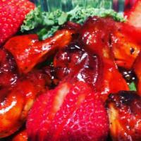 20 Krazie Caribbean Strawberry Wings · Smoked wings tossed in Caribbean Strawberry (sweet & jerk flavored) topped with fresh cut st...