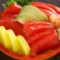 Salmon /Tuna Don · Salmon or tuna over bowl rice.