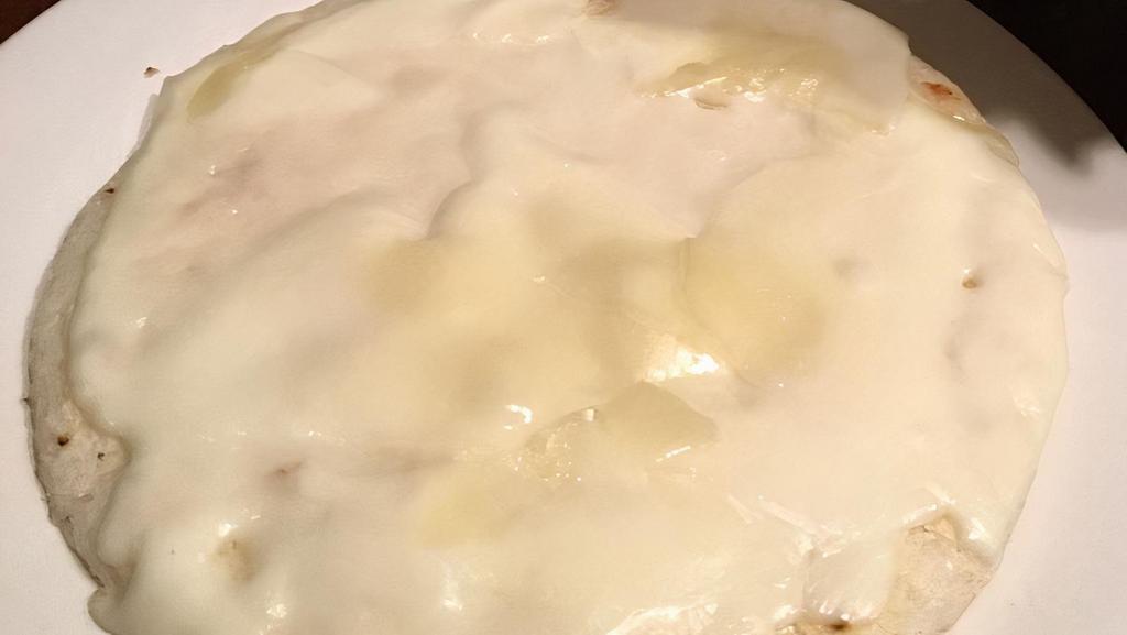 Arepa  Grande Con Queso.  · arepa de maiz blanca con queso derretido