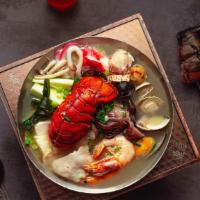 No12. Seafood Lobster Hot Soup海鲜龙虾锅 · Suggested Calories: 814.3. Larger. Napa, Lobster, Soft Tofu, Vermicelli, Enoki Mushroom, Sea...