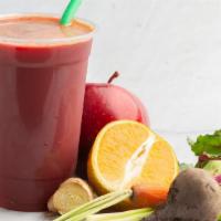 Natural Fruit And Vegetable Juice · A combination of carrot, apple, orange, ginger, celery and beets. Served in a 20 oz cup.