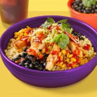 Rice Bowl Combo · Cilantro lime cauliflower rice with black beans, roasted corn, red onion, lettuce & your cho...