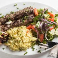 Kafta Kabob Platter · Grilled ground beef, parsley, onion and spices.