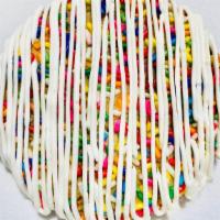 Birthday Cake Cookie · Vanilla cookie dough mixed with white chocolate chips, topped with a birthday sprinkle, and ...