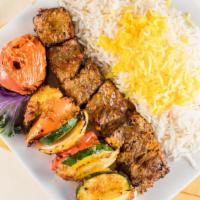 Shish Kabob · A skewer of marinated and charbroiled beef tenderloins, onions and bell peppers.