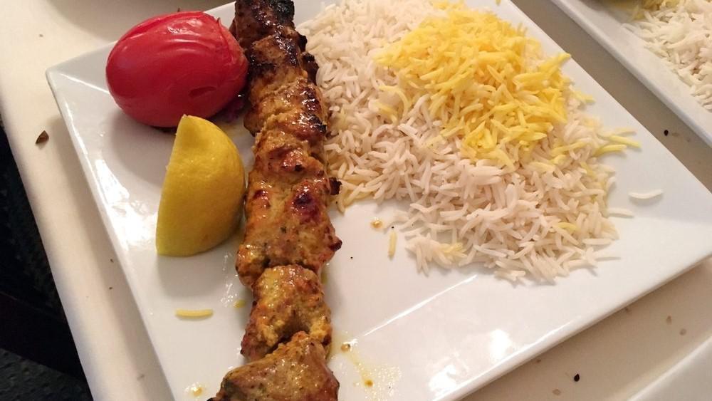 Barreh Kabob (Lamb Kabob) · A skewer of charbroiled tender fillet of lamb cooked on an open fire to perfection.