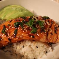 Salmon Don · Includes jasmine rice, avocado, scallions, and sesame seeds. With the choice of spicy sesame...
