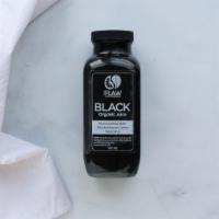 Black · Reverse osmosis water activated charcoal lemon maple syrup.
