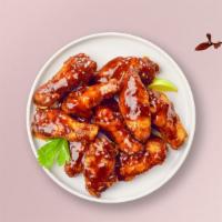 Cookout Chicken Wings · Fresh vegan chicken wings breaded, fried until golden brown, and tossed in barbecue sauce.