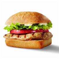 Dq® Bakes!® Grilled Chicken Sandwich · A grilled seasoned chicken fillet topped with crisp chopped lettuce, thick-cut tomato and ma...