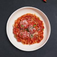 S&M Pastabilities · Fresh spaghetti and homemade ground beef meatballs served with rossa (red) sauce, red pepper...