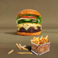 Jalapeno Jackpot Burger · American beef patty topped with melted cheese, jalapenos, lettuce, tomato, onion, and pickle...