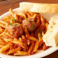 Meats-A-Balls And Penne · House-made meatballs slow simmered in our family recipe tomato sauce and tossed with penne p...