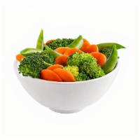 Mixed Vegetables · Wok seasoned stir fried broccoli, zucchini, carrots and red peppers with a hint of garlic.