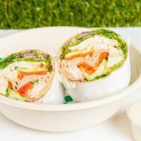 Mediterranean Wrap · Most popular. Grilled chicken, romaine lettuce, tomatoes, green and red bell peppers, cucumb...