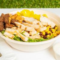 Jamaica Jerk Salad · Grilled chicken topped with jerk sauce, red onions, banana peppers, black beans, and sweet c...