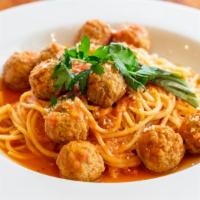 Spaghetti Meatballs · Pasta with meatballs and marinara sauce.