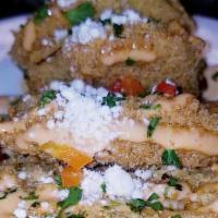 Fried Green Tomatoes · Fried green tomatoes with goat cheese and remoulade