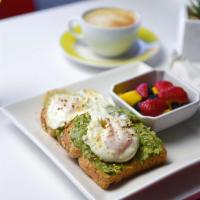 Avocado Toast · The French pantry whole grain toast, topped with fresh smashed avocado served with sunny sid...