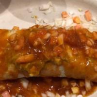 Burrito Del Mar · Flavorful grilled shrimp, tilapia and pico de gallo. Smothered with our homemade salsa ranch...