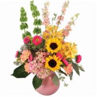 Soothing Sunflowers Floral Design · This arrangement is sure to lift their spirits with its delicate beauty! Bright sunflowers p...
