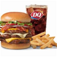 Bacon Two Cheese Deluxe 1/2Lb* Triple Combo · A Signature Stackburger with three 100% seasoned real beef patties, topped with perfectly me...