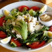 D'Annunzio Salad · Mixed greens, tomatoes, corn, palm of hearts, bean sprouts, fresh mozzarella, avocado and eg...
