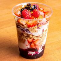 Shorebreak · Greek yogurt, blueberry compote, strawberries, raspberries, bee pollen, maple pecan granola.
