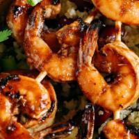 Jerk Shrimp Medley Dinner · Comes with peas and rice,or yellow rice and  cabbage.