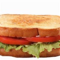 Blt · Five slices of crispy bacon topped with lettuce, tomato, mayo, salt and pepper, all served o...