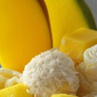The Sweetest Mango (Vegan) · Vegan base used for the ice cream, mixed in fresh mangos and homemade mango sauce, topped wi...