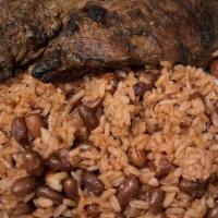 Cerdo Asado  · Grilled Pork. Rice: Gallo pinto(rice and beans) or white rice
Side: sweet fried plantain or ...