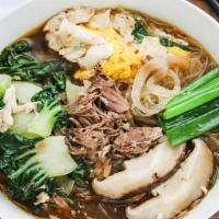 Spicy Korean Vegan Ramen - 素菜煮方便面 · Vegan Ramen with Vegetable Broth, Bean Sprout, Spinach,  Kimchi - (Picture is an example, ac...