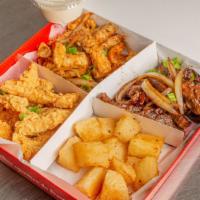 Appetizer Box · Isca de tilapia empanada, Frango na Chapa, Boi na Chapa e Mandioca frita.
Acompanha molho de...