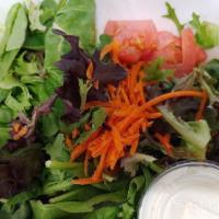 House Salad · Romaine lettuce and spring mix with tomatoes, carrots, and cucumbers.
