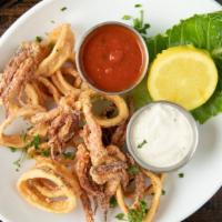 Fried Calamari · Crispy Fried Calamari, La Fontana House Made Tartar Sauce and Pomodoro.