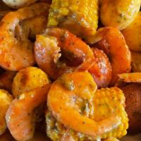 Lg Garlic Shrimp · Shrimp,corn,potatoes,egg
