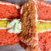 Strawberry Crunch Cake · Strawberry and Vanilla cake coated with cream cheese frosting and Strawberry cookie crumbles...