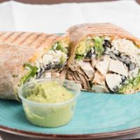 Powerfuel Wrap · Chicken breast, cheddar cheese, lettuce, brown rice and black beans. Served with a side of g...