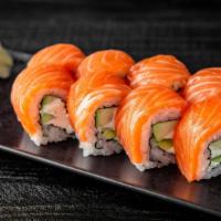 Salmon Roll · 10 Pieces of sushi roll made with salmon and scallion.
