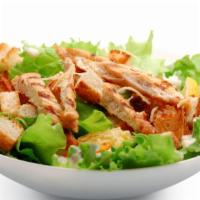 Honey Bbq Chicken
Salad · Delicious honey BBQ tossed chicken salad on a bed of romaine lettuce, tomatoes, onions, mixe...