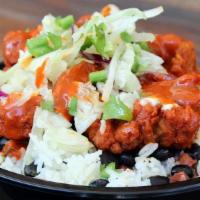 #10 Fried Chicken Bowl Spicy · Topped with hand battered chicken breast tossed in a traditional hot sauce with jalapeno ran...