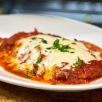 Eggplant Parmigiana · Sliced eggplant filling, layered with cheese and tomato sauce, then baked. 

add more on ext...