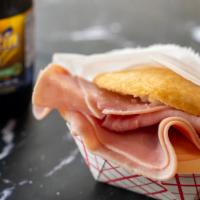 Arepa Con Jamon Y Queso · Corn-Flour Disk with Ham & Cheese