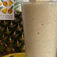 Tropical Shake · All organic banana, pineapple, dates, pecans, coconut flakes, and unsweetened oat milk.